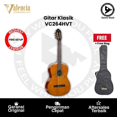 Gitar Klasik Valencia VC264HVT 4/4 Hybrid Neck + Free Bag