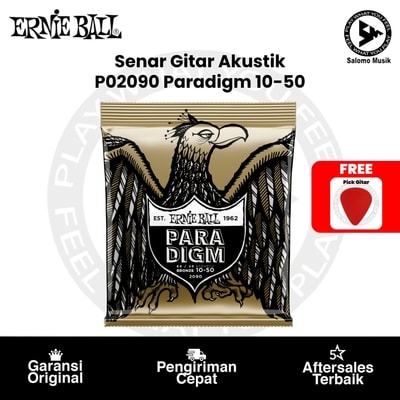 Senar Gitar Akustik Ernie Ball P02090 Paradigm Extra Light 80/20 Bronze Acoustic Guitar Strings 10-50 + Free Pick Gitar