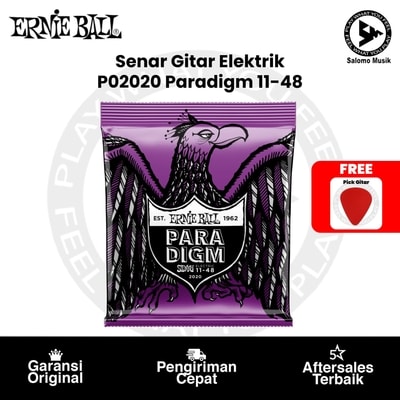 Senar Gitar Elektrik Ernie Ball P02020 Paradigm Power Slinky 11-48 Original + Free Pick Gitar