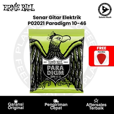 Senar Gitar Elektrik Ernie Ball P02021 Paradigm Regular Slinky 10-46 Original + Free Pick Gitar