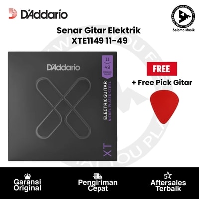 Senar Gitar Elektrik D'Addario XTE1149 Nickel-Plated Steel 11-49 Original + Free Pick Gitar