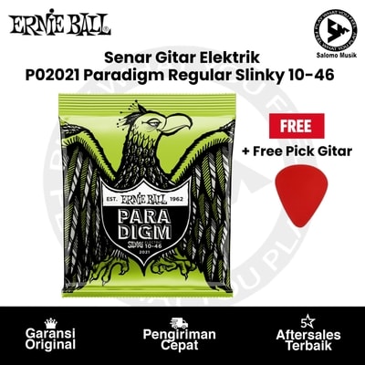 Senar Gitar Elektrik Ernie Ball P02021 Paradigm Regular Slinky 10-46 Original + Free Pick Gitar