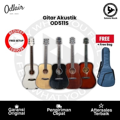 Gitar Akustik Odlair OD511S Top Solid Rocking Brown Varian Warna Original + Free Bag