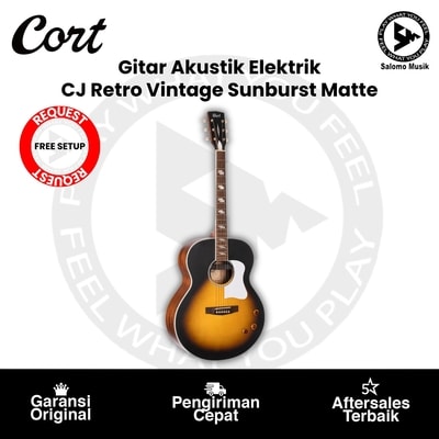 Gitar Akustik Elektrik Cort CJ Retro Vintage Sunburst Matte