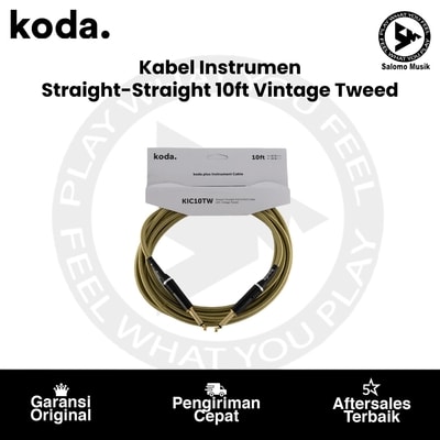 Kabel Instrumen Koda Plus KIC10TW Straight-Straight 10ft Vintage Tweed