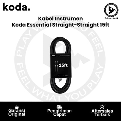 Kabel Instrumen Koda Essential KIC15RA Straight-Angled 15ft Black