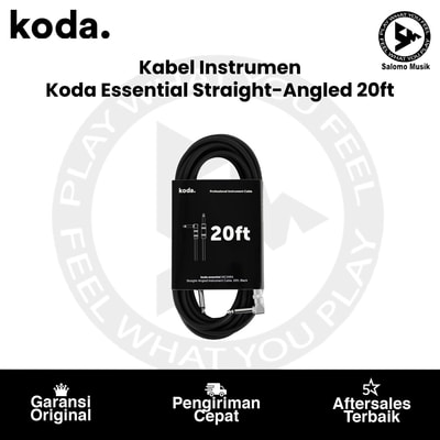 Kabel Instrumen Koda Essential KIC20RA Straight-Angled 20ft Black