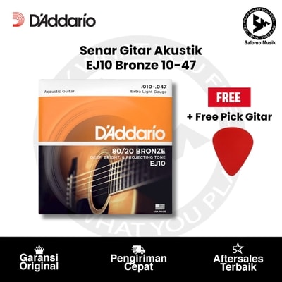 Senar Gitar Akustik D'addario EJ10 Bronze 10-47