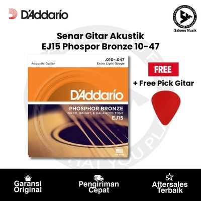 Senar Gitar Akustik D'addario EJ15 Phospor Bronze 10-47