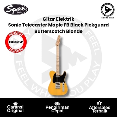 Gitar Elektrik Squier Sonic Telecaster Maple FB Black Pickguard Butterscotch Blonde + Free Request Set Up