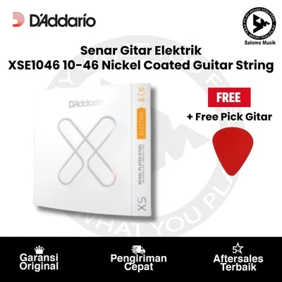 Senar Gitar Elektrik D'addario XSE1046 10-46 Nickel Coated + Free Pick