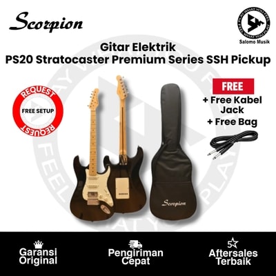 Gitar Elektrik Scorpion PS20 Stratocaster Premium Series SSH Pickup + Free Softcase + Free Kabel Jack + Free Request Setting