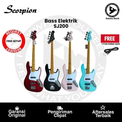 Bass Elektrik Scorpion SJ200 Varian Warna Original + Free Kabel Jack