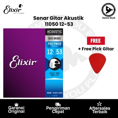 Senar Gitar Akustik Elixir 11050 Light 12-53 + Free Pick Gitar