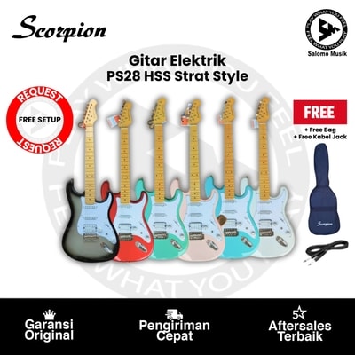 Gitar Elektrik Scorpion PS28 Premium Varian Warna Original + Free Bag + Free Kabel Jack