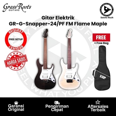 Gitar Elektrik Grass Roots GR-G-Snapper-24/PF Flame Maple by ESP Varian Warna + Free Bag