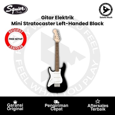 Gitar Elektrik Squier Mini Stratocaster Left-Handed Electric Guitar Laurel FB Black