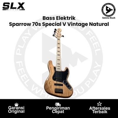 Gitar Bass Elektrik SLX Guitars Sparrow 70s Special V Essentials Vintage Natural
