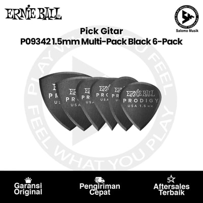 Pick Gitar Ernie Ball P09342 1.5mm Multi-Pack Prodigy Picks Black 6-Pack