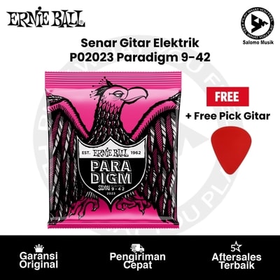 Senar Gitar Elektrik Ernie Ball P02023 Paradigm Super Slinky 9-42 + Free Pick Gitar