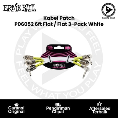 Kabel Patch Ernie Ball P06052 6ft Flat Angle to Flat Angle Patch Cable 3-Pack White