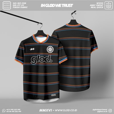 jersey futsal sepakbola custom printing GLOD warna hitam