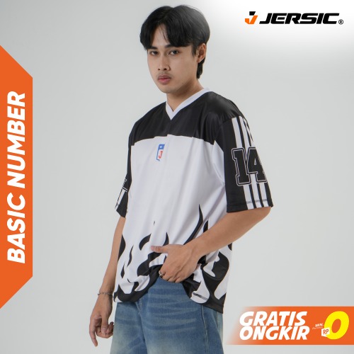 JERSIC - Jersey Basic Hitam Number Series 14 Oversize Streetwear Dry Fit Unisex