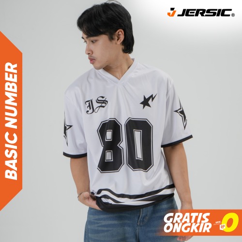 JERSIC - Jersey Basic Putih Number Series 80 Oversize Streetwear Dry Fit Unisex
