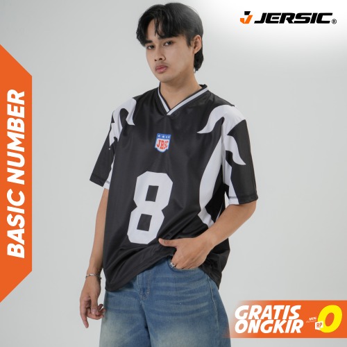 JERSIC - Jersey Basic Hitam Number Series 8 Oversize Streetwear Dry Fit Unisex
