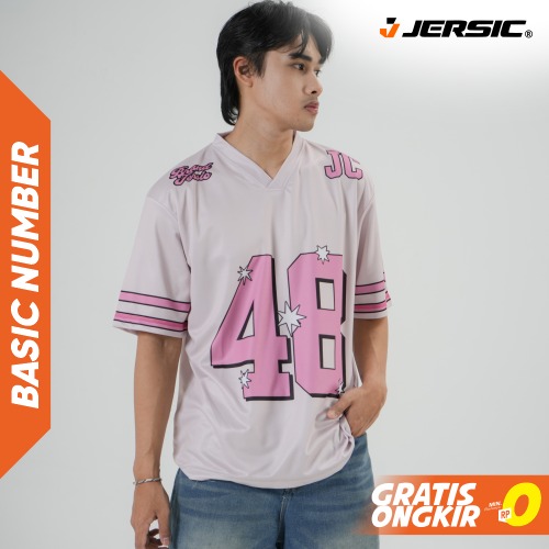 JERSIC - Jersey Basic Pink Number Series 48 Oversize Streetwear Dry Fit Unisex