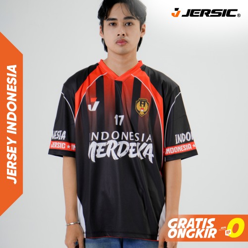 JERSIC - Jersey Indonesia Hitam Indonesia Merdeka 17 Oversize Streetwear Dry Fit Unisex