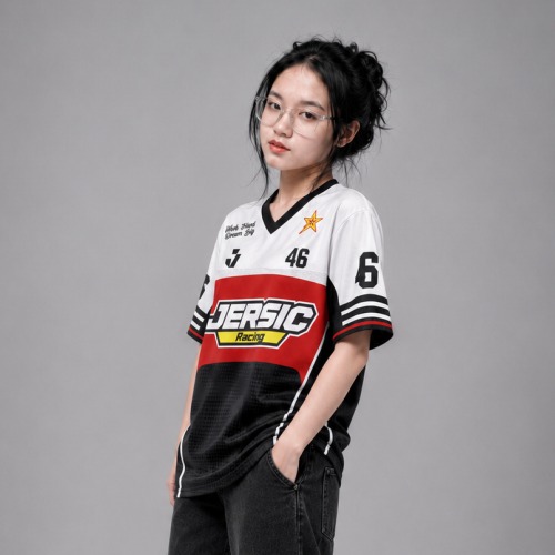 JERSIC - Jersey Racing Hitam Merah Racing Club 46 Oversize Streetwear Dry Fit Unisex
