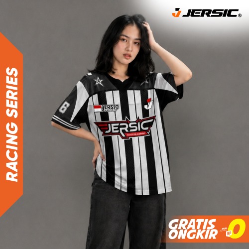 JERSIC - Jersey Series Race Hitam Putih Checkered Shift  66 Oversize Streetwear Dry Fit Unisex