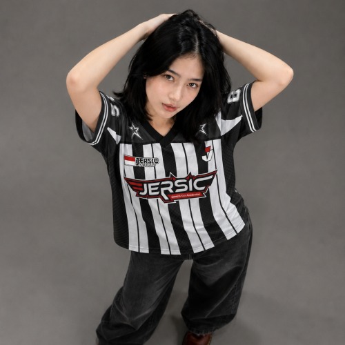 JERSIC - Jersey Racing Hitam Ska Speed Striped 6 Black White Oversize Streetwear Dry Fit Unisex