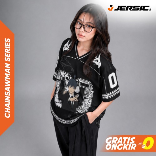 JERSIC - Jersey Anime Hitam Chainsaw Man Aki Hayakawa 00 Oversize Streetwear Dry Fit Unisex
