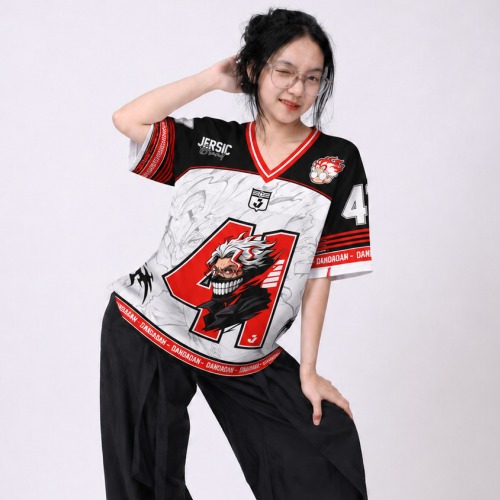 JERSIC - Jersey Anime Merah Dandadan Okarun 41 Oversize Streetwear Dry Fit Unisex