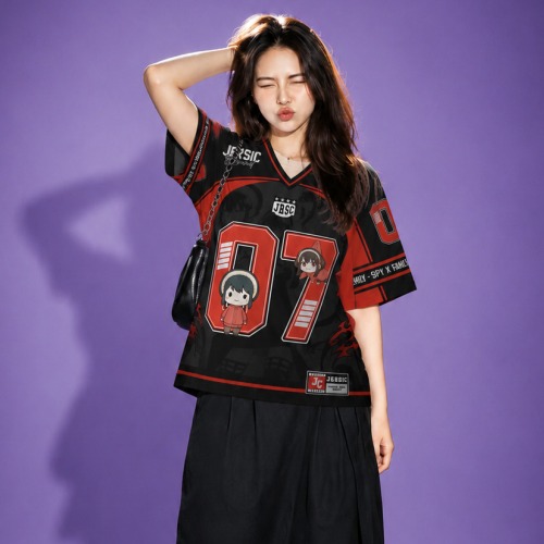 JERSIC - Jersey Anime Hitam Merah SPY x Family Yor Forger 07 Oversize Streetwear Dry Fit Unisex
