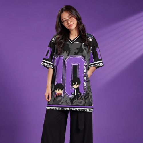JERSIC - Jersey Anime Hitam Solo Leveling Sun Jinwoo 10 Oversize Streetwear Dry Fit Unisex