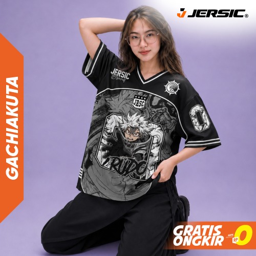JERSIC - Jersey Anime Hitam Gachiakuta Rudo 00 Oversize Streetwear Dry Fit Unisex