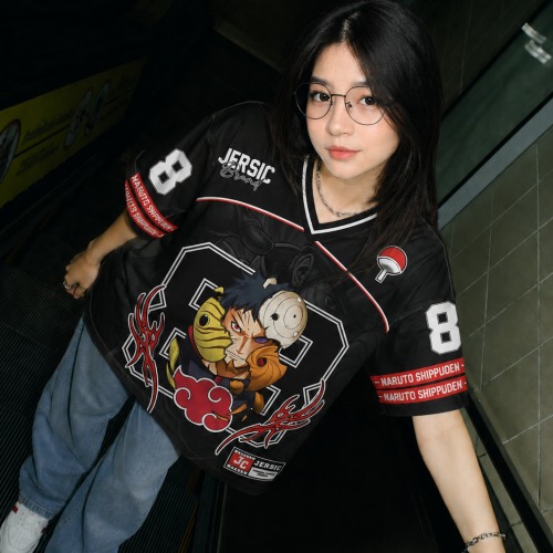 JERSIC - Jersey Anime Hitam Naruto Shippuden Obito Uciha 88 Oversize Streetwear Dry Fit Unisex