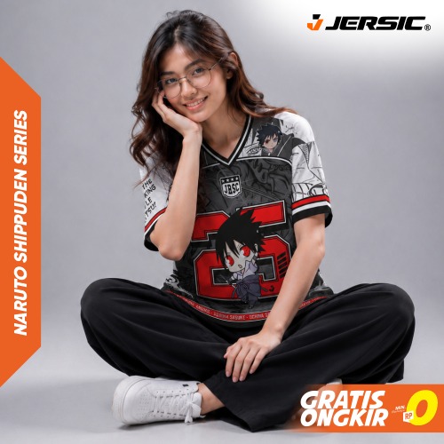 JERSIC - Jersey Anime Abu Naruto Shippuden Sasuke Uciha 25 Oversize Streetwear Dry Fit Unisex