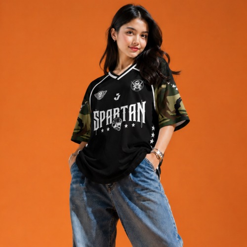JERSIC - Jersey Army Camo Hitam Hijau Spartan Oversize Streetwear Dry Fit Unisex