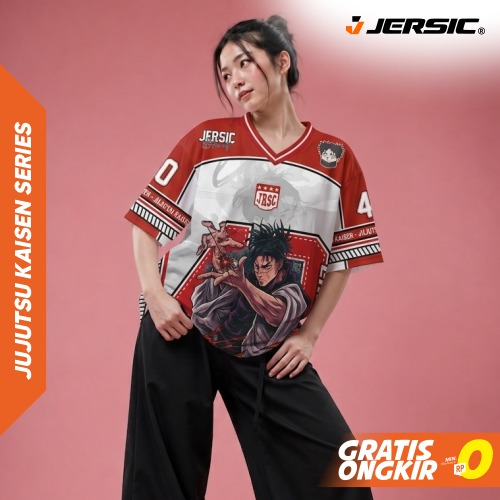 JERSIC - Jersey Anime Merah Demon Slayer Choso 40 Oversize Streetwear Dry Fit Unisex
