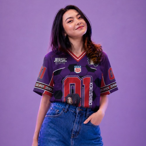 JERSIC - Jersey Anime Ungu Demon Slayer Kokhusibo 01 Oversize Streetwear Dry Fit Unisex