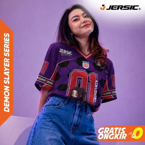 JERSIC - Jersey Anime Ungu Demon Slayer Kokhusibo 01 Oversize Streetwear Dry Fit Unisex