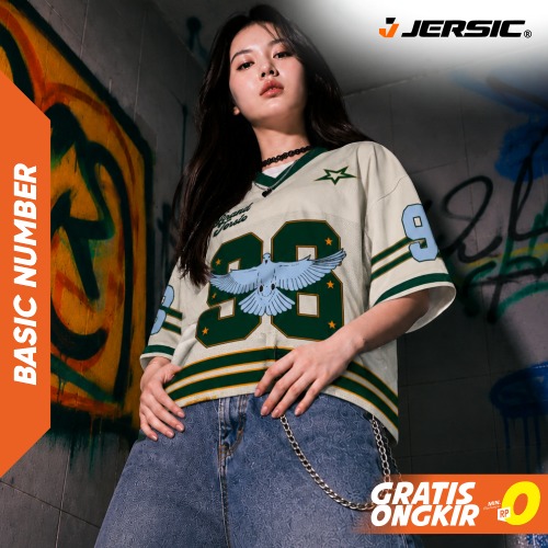 JERSIC - Jersey Basic Off White Number Series 96 Oversize Streetwear Dry Fit Unisex