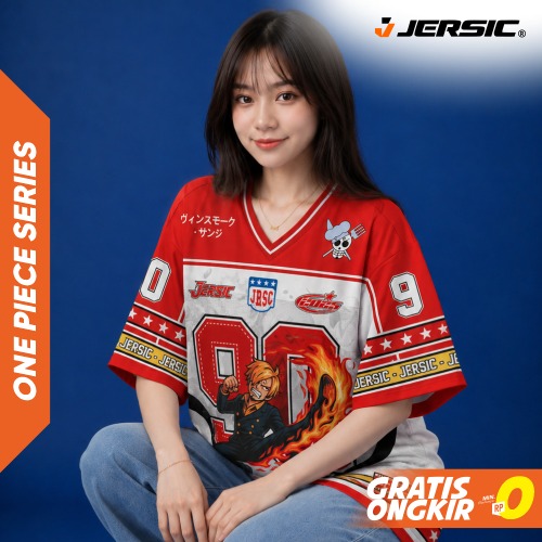 JERSIC - Jersey Anime Maroon One Piece Sanji Vinsmoke 90 Oversize Streetwear Dry Fit Unisex