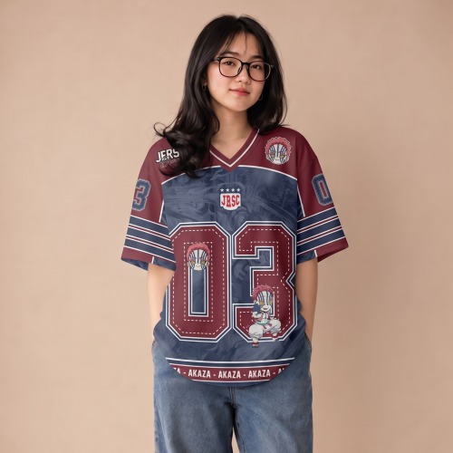 JERSIC - Jersey Anime Merah Maroon Demon Slayer Akaza 03 Oversize Streetwear Dry Fit Unisex
