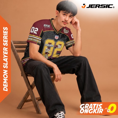 JERSIC - Jersey Anime Maroon Kuning Demon Slayer Douma 02 Oversize Streetwear Dry Fit Unisex