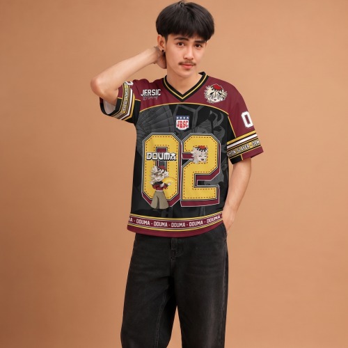 JERSIC - Jersey Anime Maroon Kuning Demon Slayer Douma 02 Oversize Streetwear Dry Fit Unisex